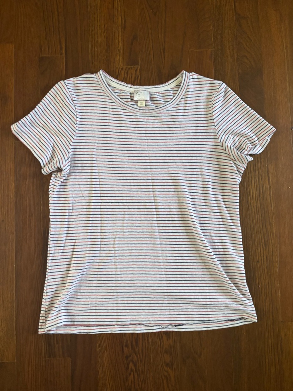 Anthropologie Red, White, and Blue Striped Short Sleeve Top. Size Small.